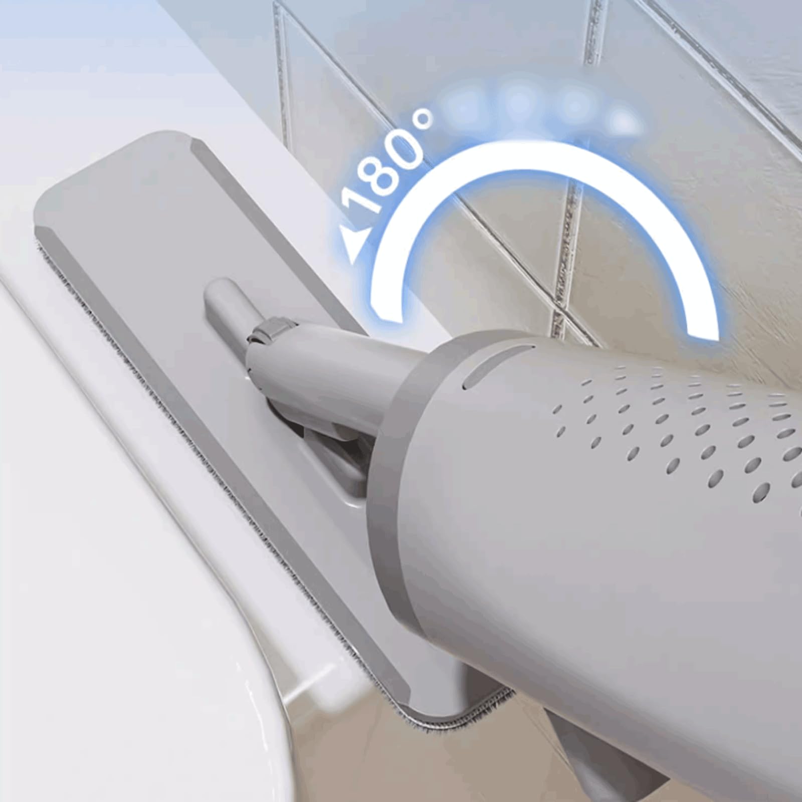 Riutilizzabile Mop in plastica Portatile con 2 testine in Microfibra Mop Extra Piatto Girevole con Spazzola per Fessure Mop strizzabili estensibili Rimovibile