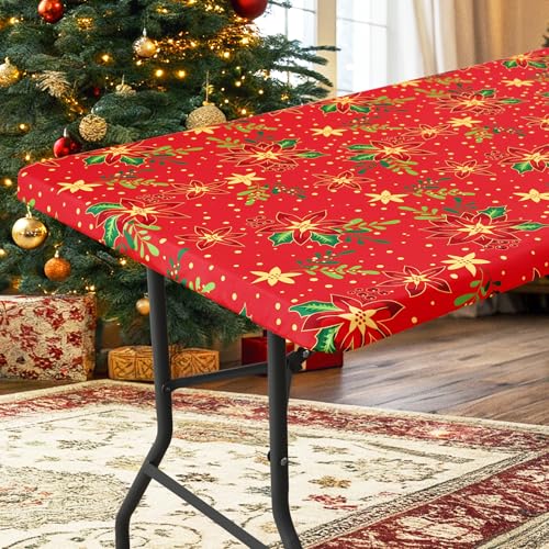 homing Rectangle Table Cloth Cover 6 Foot Flowers Elastic Fitted Tablecloth