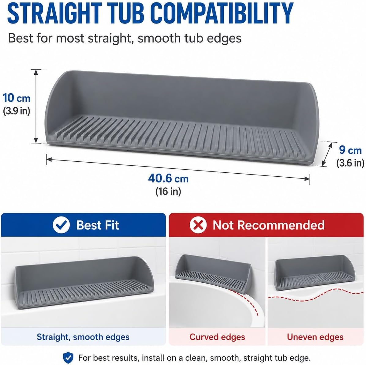 GOOGO Silicone Bathtub Splash Guard for Bathroom | silicone splash guard body, 4.53 in product, suction-style placement, for bath water and sink-side splashes