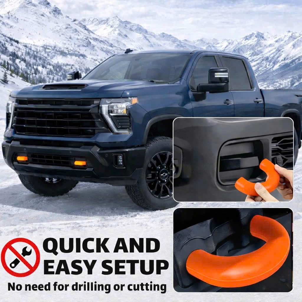 Fundas de gancho de remolque compatibles con Chevy Silverado 2500/3500 HD 2020-2026, goma de silicona, rojo y blanco, diseño mejorado (naranja)