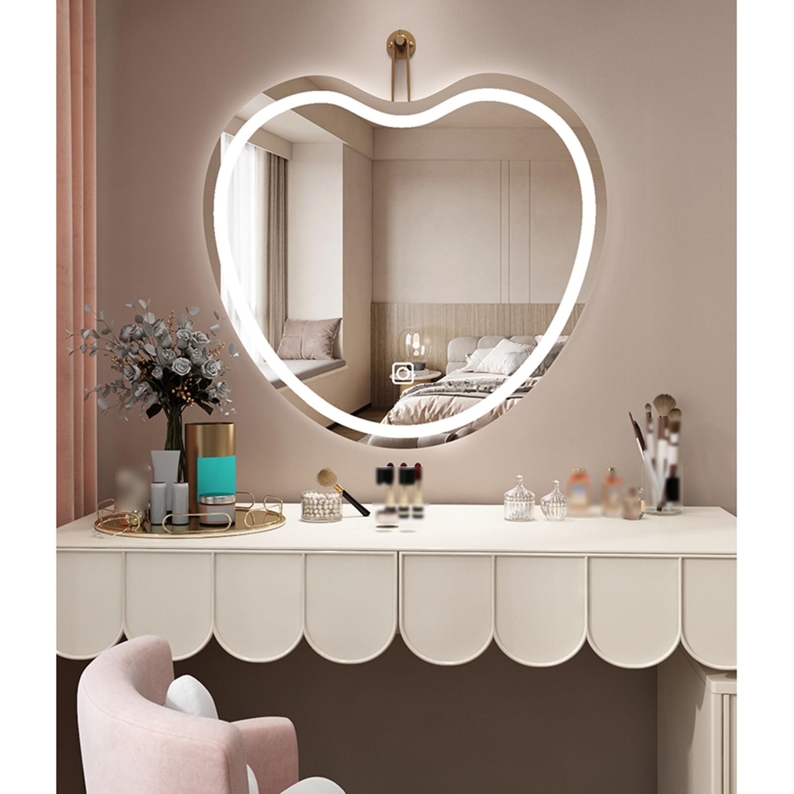 Specchio Da Toeletta Con Luci LED Rovere Nero - Dimensioni 100x45x18 Cm, Montaggio A Parete, Luce Calda