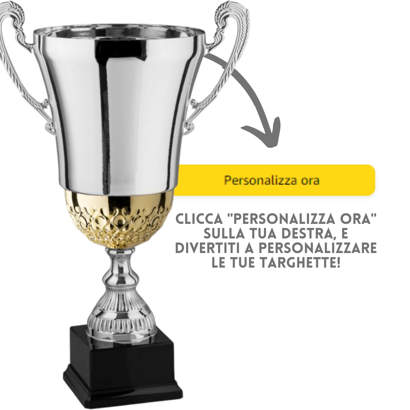Premiazioni Personalizzate di qualità con Manici e Inserto Oro, Coppa Trofeo Personalizzabile per Eventi e Fantacalcio, Calcio, Padel. Coppe e Trofei Varie Misure