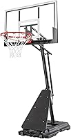 Skytime Portable Basketball Hoop 44/48 Inch PC Backboard, 5.3-10ft Stepless Crank Adjustable Height, Outdoor/Indoor Goals