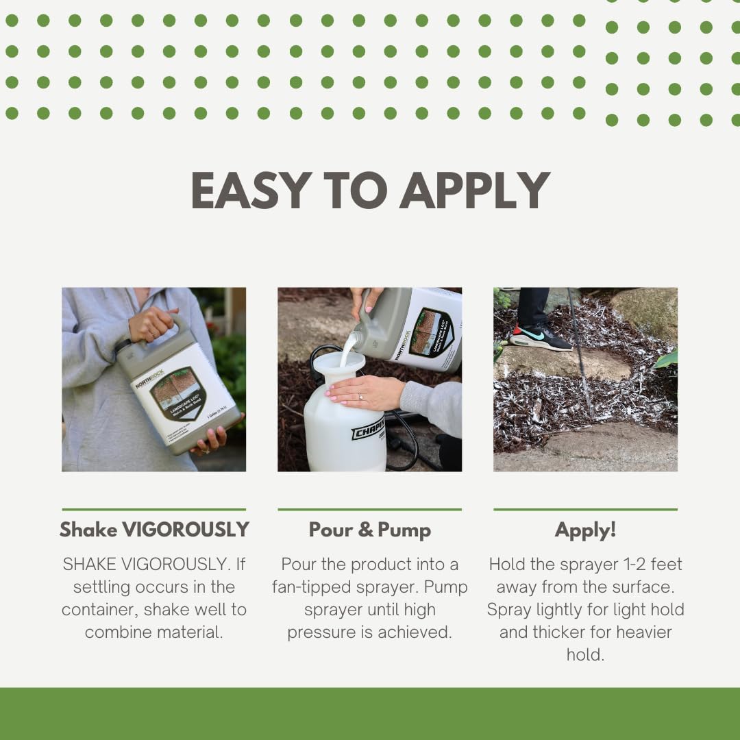 Mulch & Rock Bond - Binder for Mulch, Rock, Bark, & Pea Gravel, Safe for Plants & Pets, Ready to Use, Adhesive Spray, Strong Stabilizing Glue, Fast Drying (1 Gallon, 1) (Pack of 2)