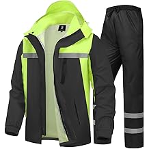 Men's Rain Suit High Visibility Reflective Work Rain Jacket Pants for All Sport Farm Fishing Motorcycle