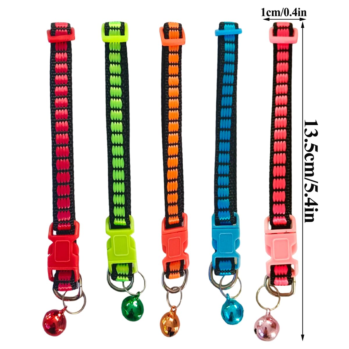10 PCS Cat Collars Quick Release Safety Collar Adjustable Kitten Collar Breakaway Safe Safety Collars Durable & Stylish Includes Bell for Sound Multicolor for Kitty Puppy Small Dogs Fit - Image 2