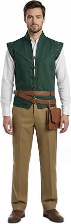 Renaissance Prince Cosplay Costume Green Vest Outfit for Adult Men Halloween Full Set