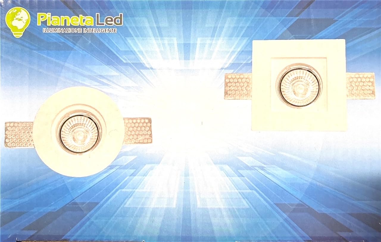Portafaretto LED da Incasso Quadrato GU10 e GU5.3 (MR16) Corpo in Gesso Bianco | Leroy Merlin