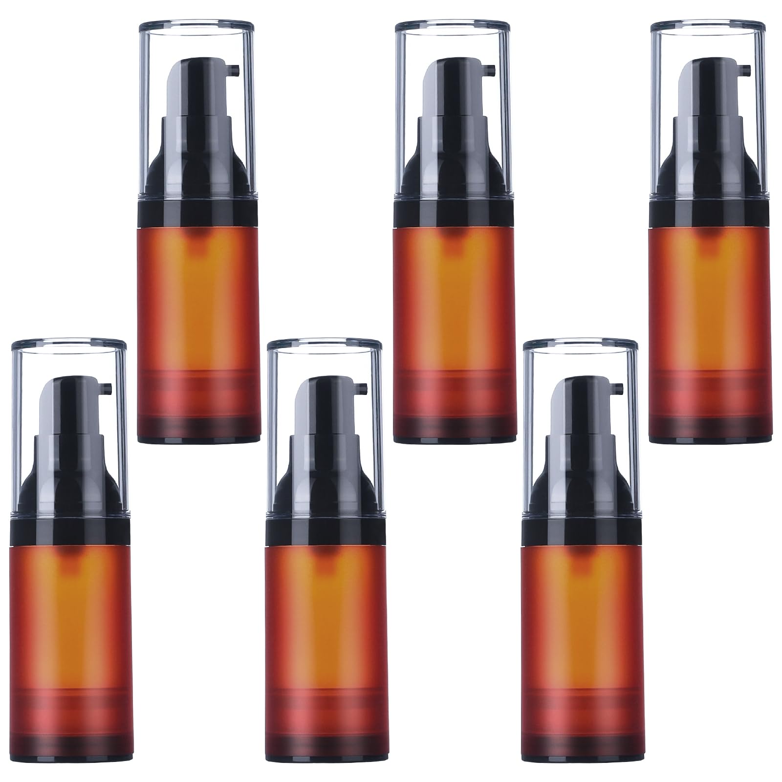 RONRONS Brown Airless Pump Bottles, 0.5 oz Travel Bottles Small Pump Bottle Dispenser Leakproof Cosmetic Containers for Foundation Lotion Shampoo 15ml