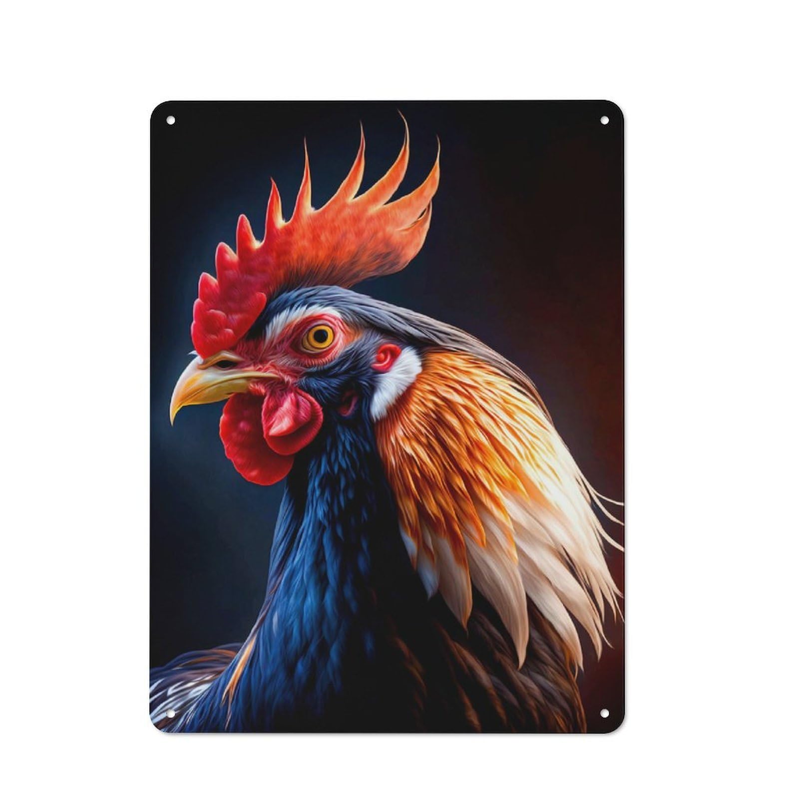 Junmoney Rooster Creative Office Metal Sign 40X30cm, Study Room Decor For Workspace, Cafe, Shop Or Desk Area