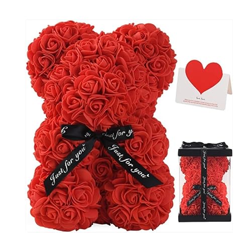Artificial Rose Flower Bear,Perfect Romantic Gift for Her, Valentine's Mother's