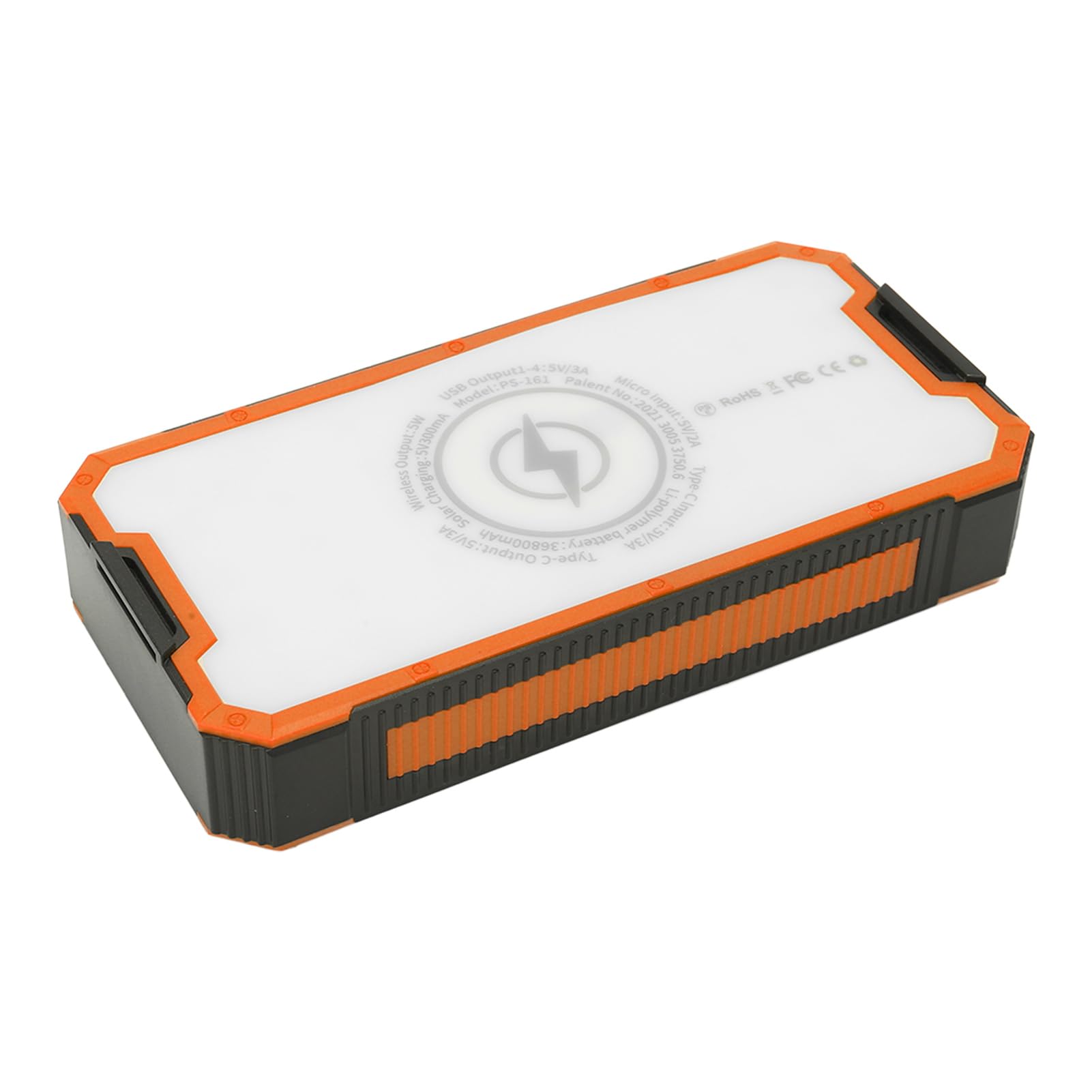 Power Bank Solare da 36800 MAh con Pannello in Silicio Monocristallino per Avventure All'aria Aperta, Caricatore Solare Portatile con 36 LED per il Campeggio (Arancia)