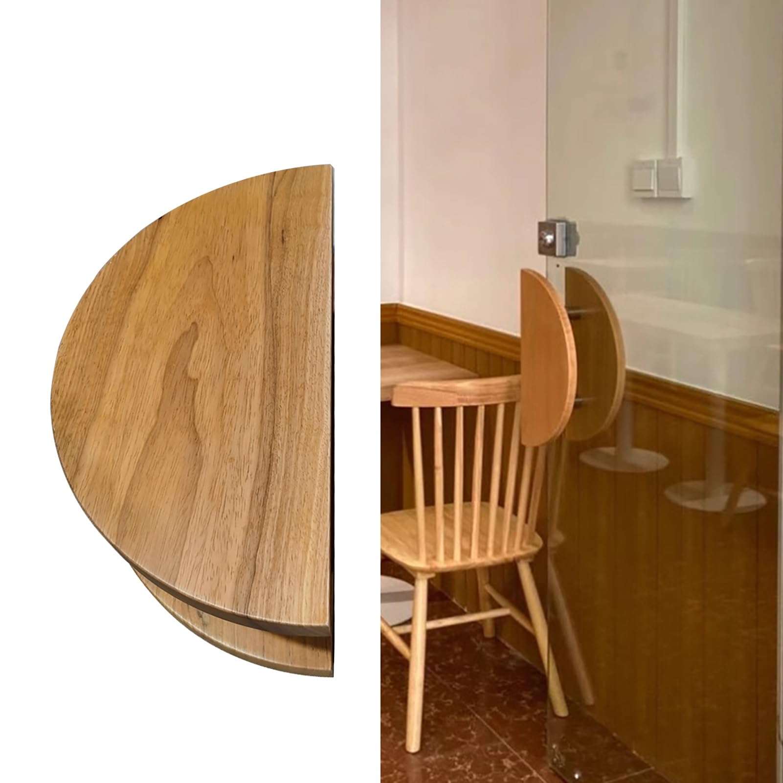 Poignées de porte double face demi-rondes en bois massif 40cm