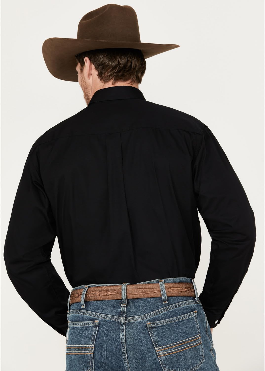 Cinch Western Shirt Mens Garner L/S Solid Pinpoint Black MT10320083 - Image 4
