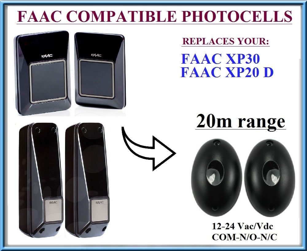 FAAC XP30, FAAC XP20 D Universal Compatible infrared photocells, 12-24V, N.O-COM-N.C with 20m range!!!