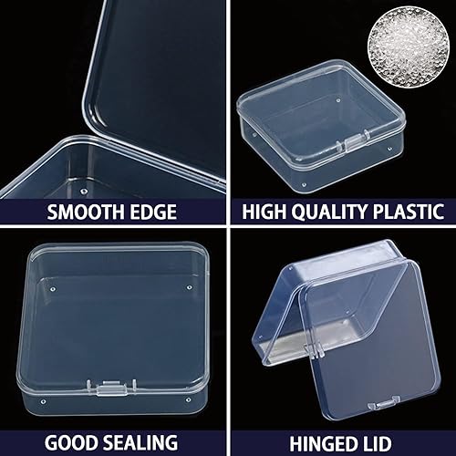 Miniatura 8 de Paquete de 102 organizadores de cuentas, 3 tamaños, cajas de almacenamiento de plástico transparente con tapas con bisagras, apilables y portátiles