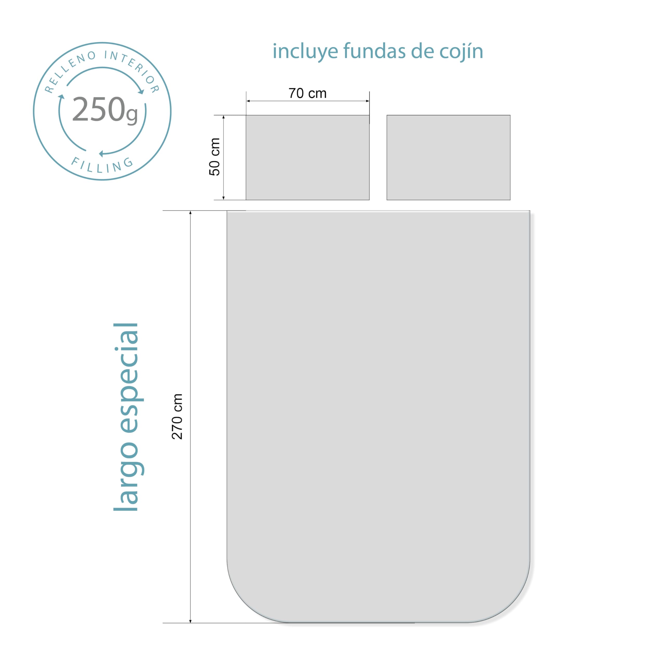 Fundeco - Edredón Conforter Invierno - Colcha de Invierno Modelo Anisa - Color Blanco - Cama 105 - Incluye 2 Fundas Cojín 50 x 70 cm - Suave y de Fácil Lavado