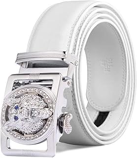 Numney Luxury Men's Belts Red Leather Wolf Head Buckle 1.38 inch Width Used for Mens Dress Casual Adjustable Belt