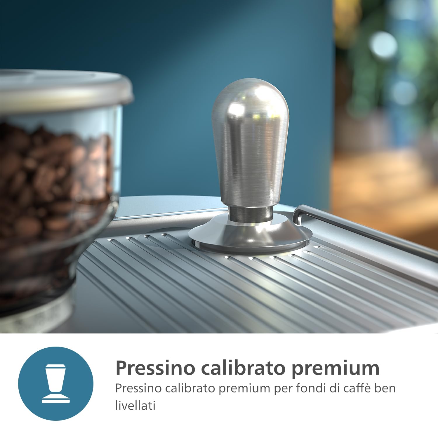 PHILIPS Barista Brew Macchina Espresso Semiautomatica, 280g, Acciaio Inox | Guida intuitiva, Doppio vano chicchi 280g , macchina caffè con portafiltro professionale, Pressino Calbirato (PSA3228/41)