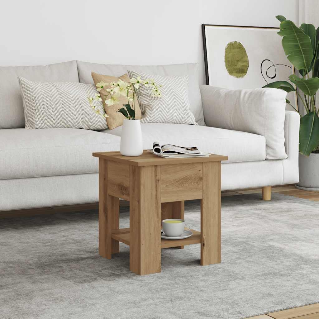 SXZenSpace Small Coffee Table Artisan Oak 40x40x42 cm Engineered Wood Accent Side Table, 60 kg Load, Easy Assembly Modern Living Room Furniture