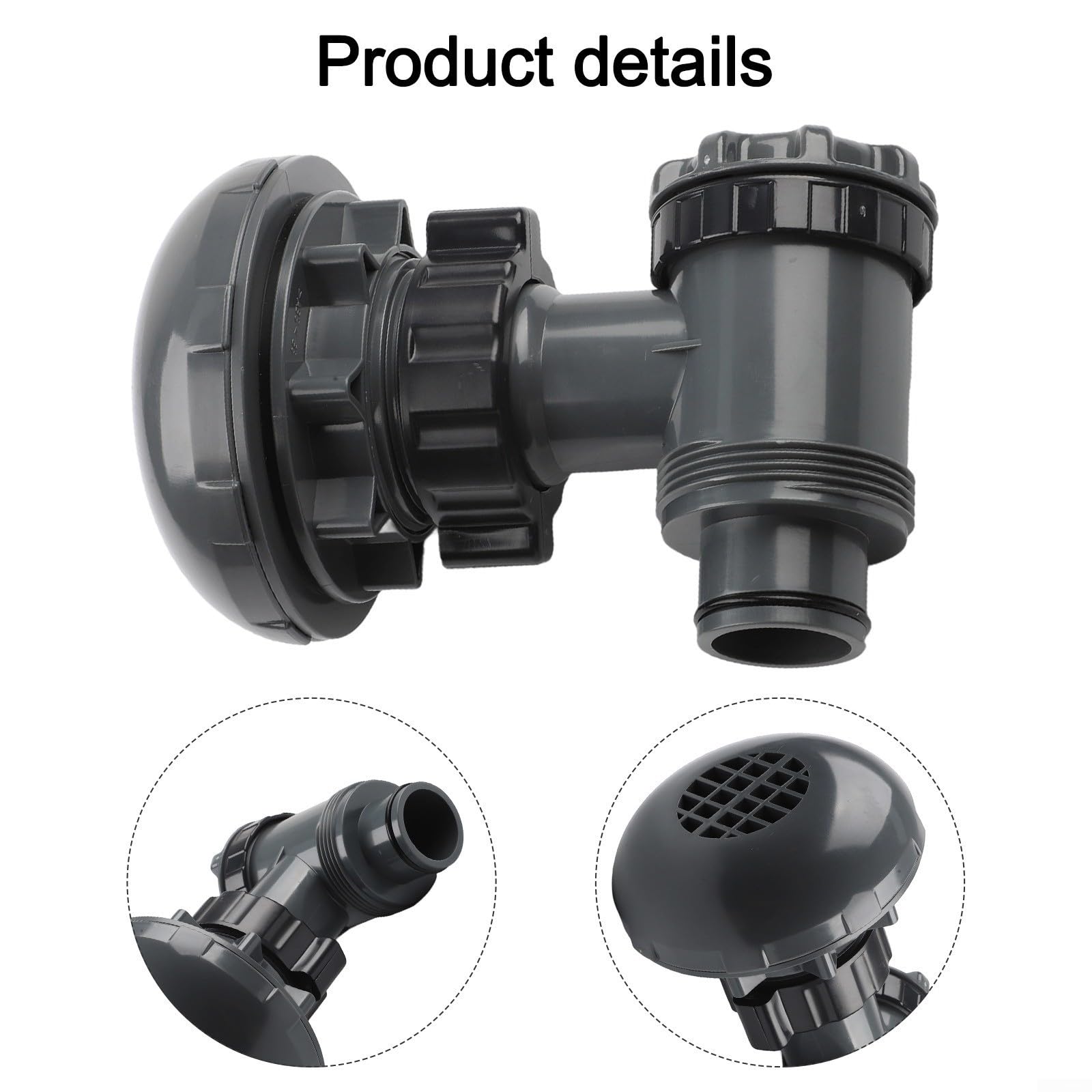P6H1317 Pool-Filterventil für Pools, 38 mm, ABS-Ein-Aus-Schalter für oberirdische Pools, Ersatzventil verbindet Pumpe, grau, 2 Stück