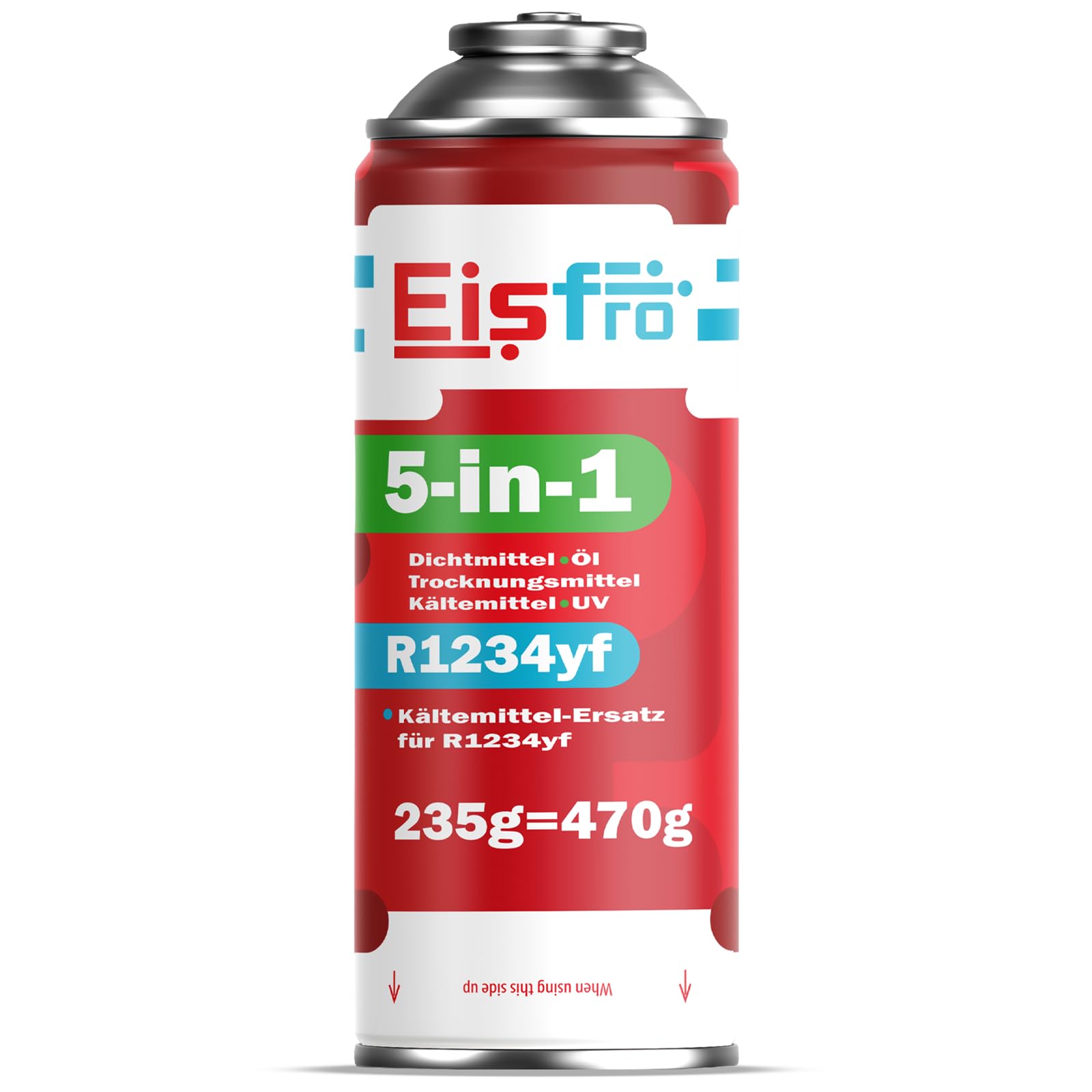 5-in-1 – Refrigerante R1234yf XL per climatizzatori auto con olio, sigillante, tracciante UV e disidratante – Applicazione rapida – Protegge il compressore – 235 g per confezione