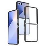 Woluki Clear Case for Samsung Galaxy Z Flip 7&comma; &lbrack;Anti-Yellow&rsqb; Thin Highly Transparent Hard PC Back Anti-Slip Soft Flexible TPU Shockproof Bumper Protective Phone Cover &lpar;Black&rpar;