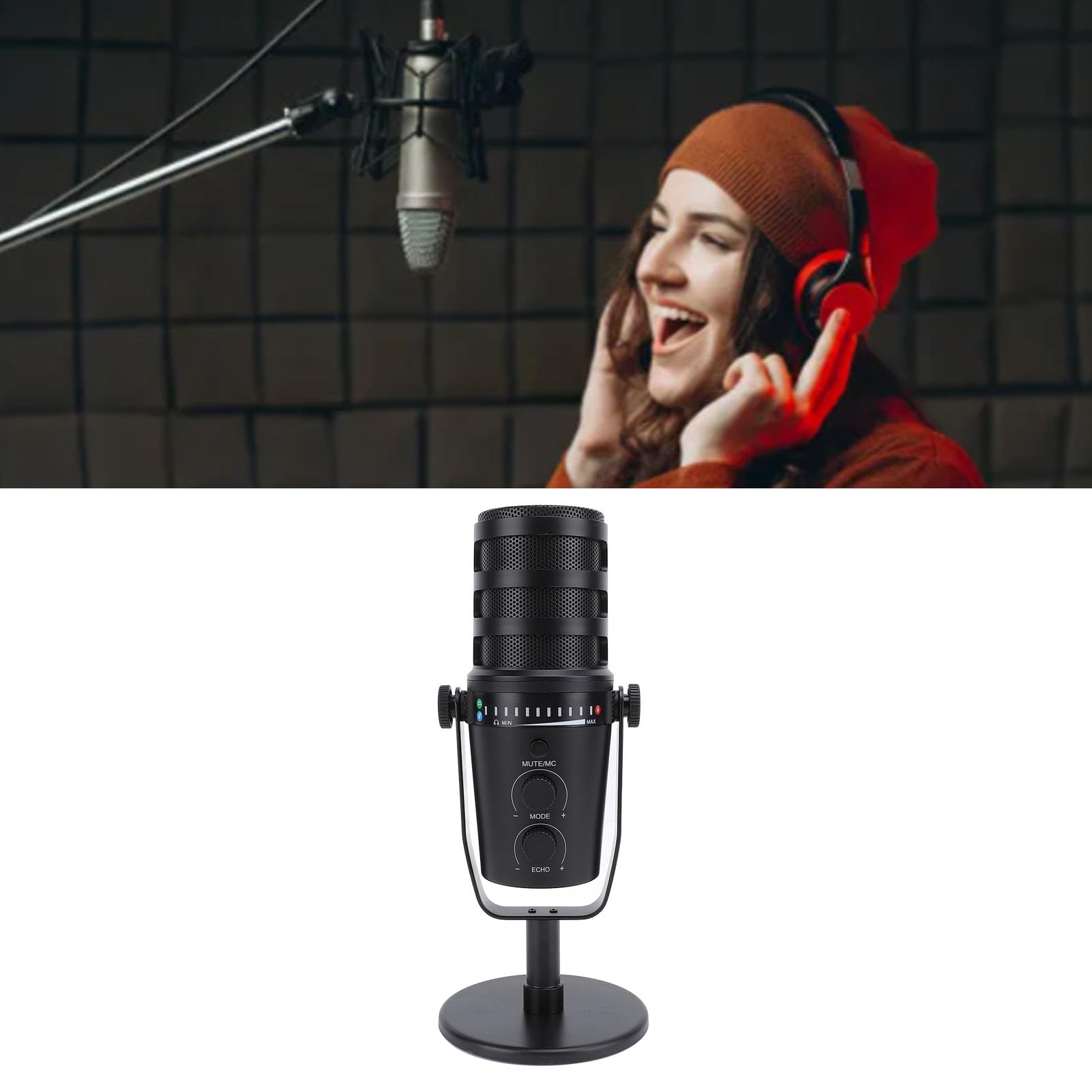 SIXRUN Microfono per Registrazione Dal, Microfono per Podcast USB in Metallo con Silenziamento Rapido, Campionamento a 192 KHz per Giocatori e Podcaster