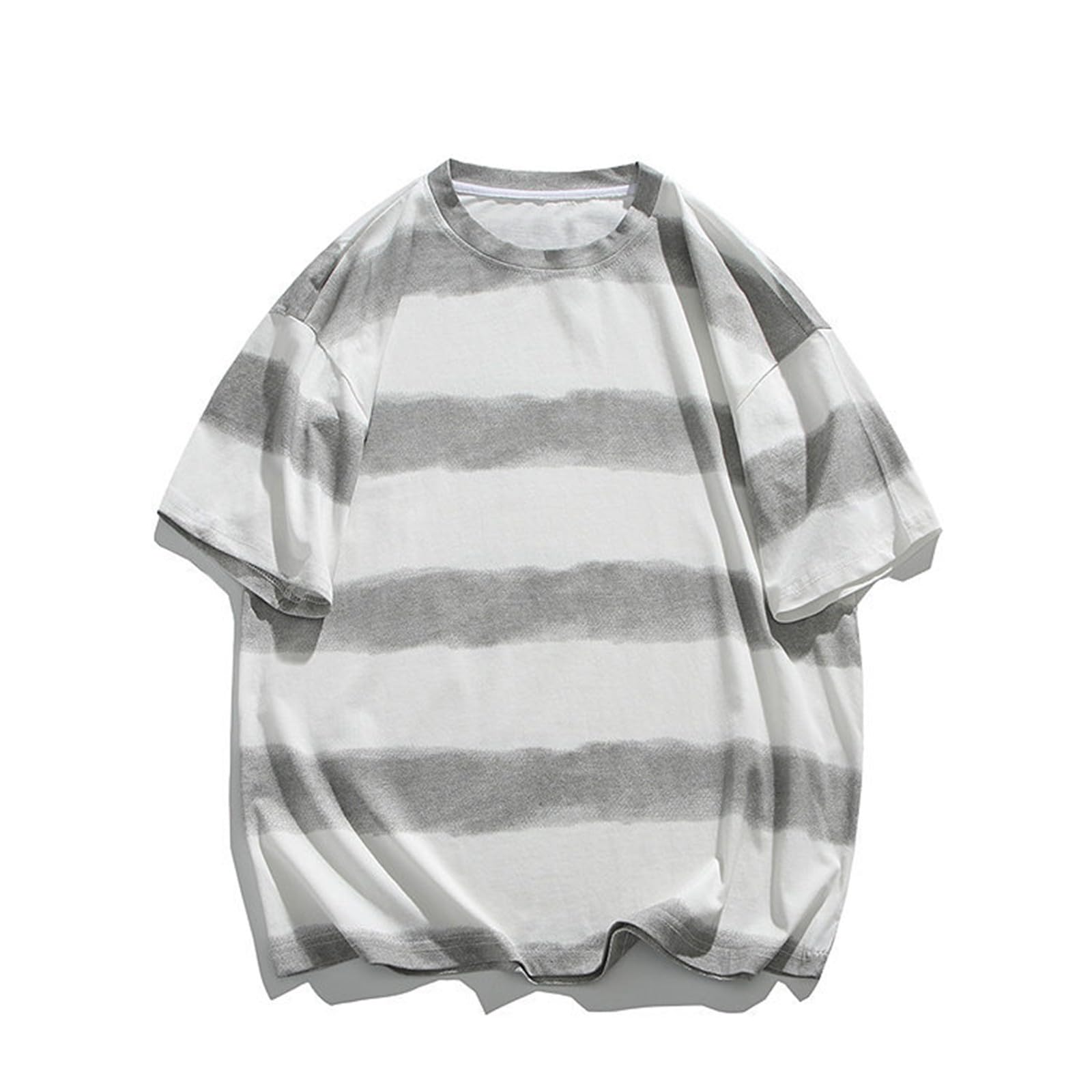 Generico Maglia Uomo Maniche Corte Collo Tondo con Righe Tie Dye, Indumento Semplice E Confortevole per Tutti Gli Outfit Estivi Quotidiani