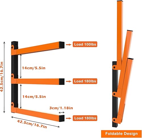Miniatura 2 de smusei Paquete de 4 estantes de almacenamiento de madera de 3 niveles para montaje en pared, organizador de madera, estante de metal para
