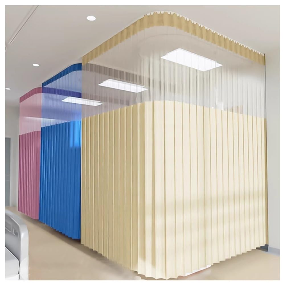 Sxlawesom Flame Retardant Medical Privacy Curtain, Complete Set with Flexible Bendable Curtain Track for Hospital, Clinic, Office, Dorm(Pink,4.5 * 2.7m)