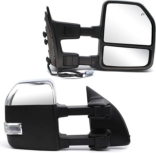 Miniatura 10 de espejo para remolque para Ford F150 Pickup Truck 2015 2016 2017 2018 2019 2020, luces de señal de giro LED, sensor de temperatura, desempañado