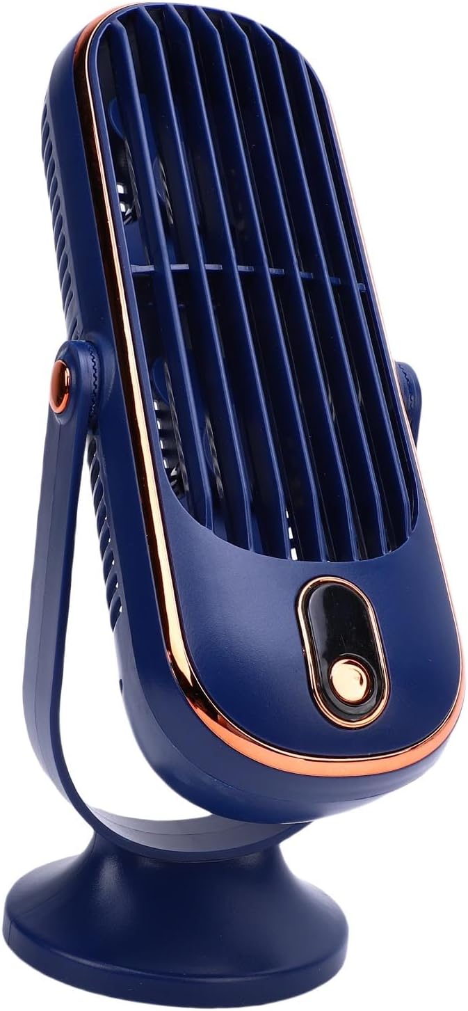 Semme Bladeless Desk Fan Desk Fan Portable Tower with 5 Speeds Brushless Motor USB Rechargeable Compact and Quiet for Home Office Kitchen Indoor Use (Blue)