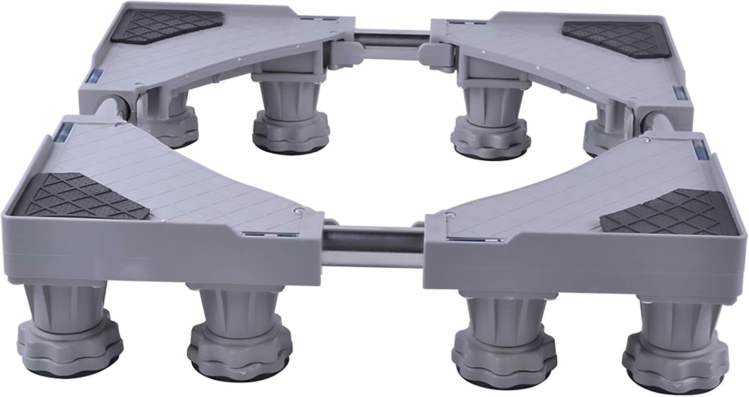 LUCKUP Washing Machine Stand Multi-Functional Refrigerator Base with 8 Strong Adjustable Feet Mini Fridge Stand Laundry Pedestals for Washer, Dryer and Fridge, Grey