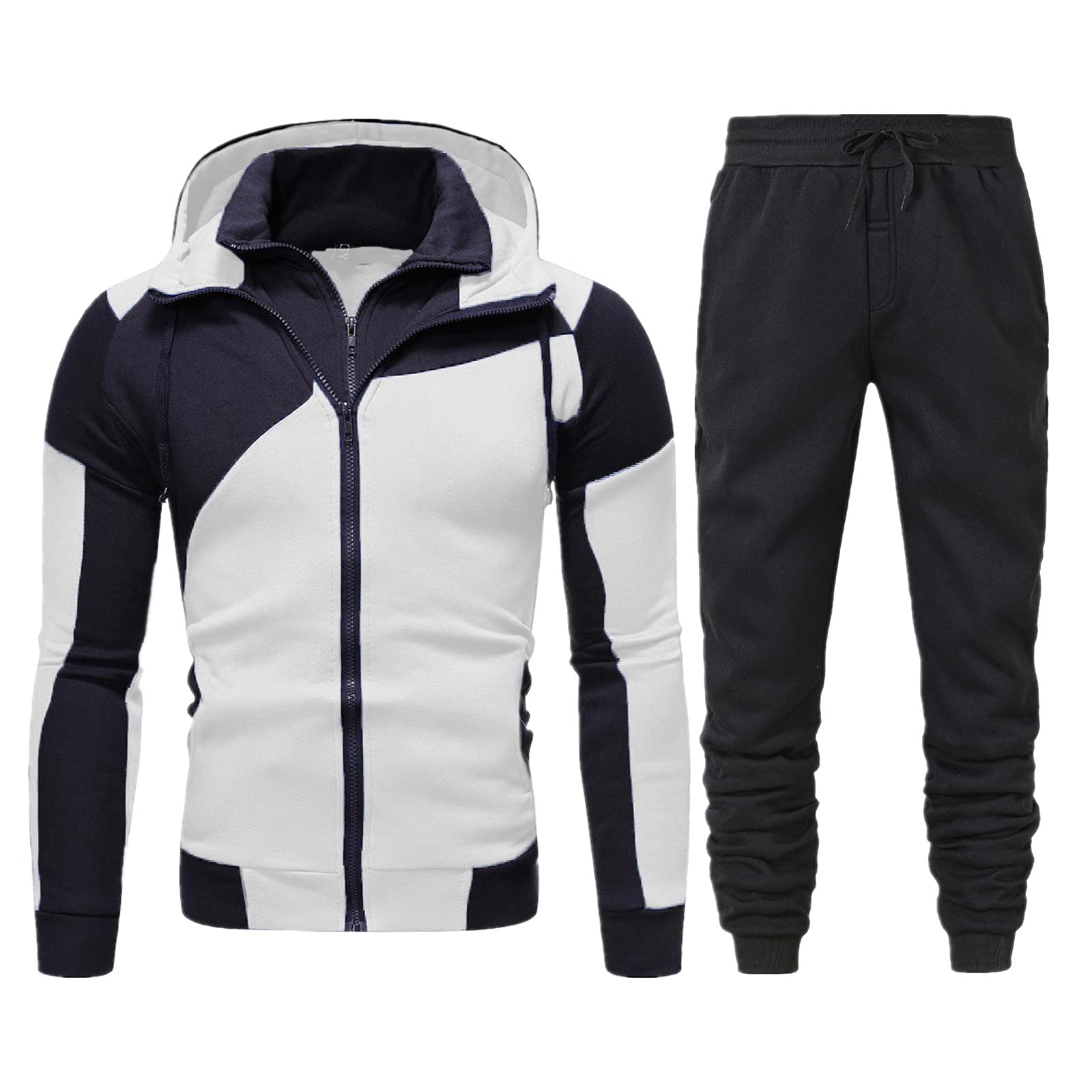 Chándal para hombre XL Chándal para hombre, traje de casa de un solo color, 2 piezas, traje de invierno acogedor para hombre, ropa de calle holgada, chándales de entrenamiento, traje de jogging para