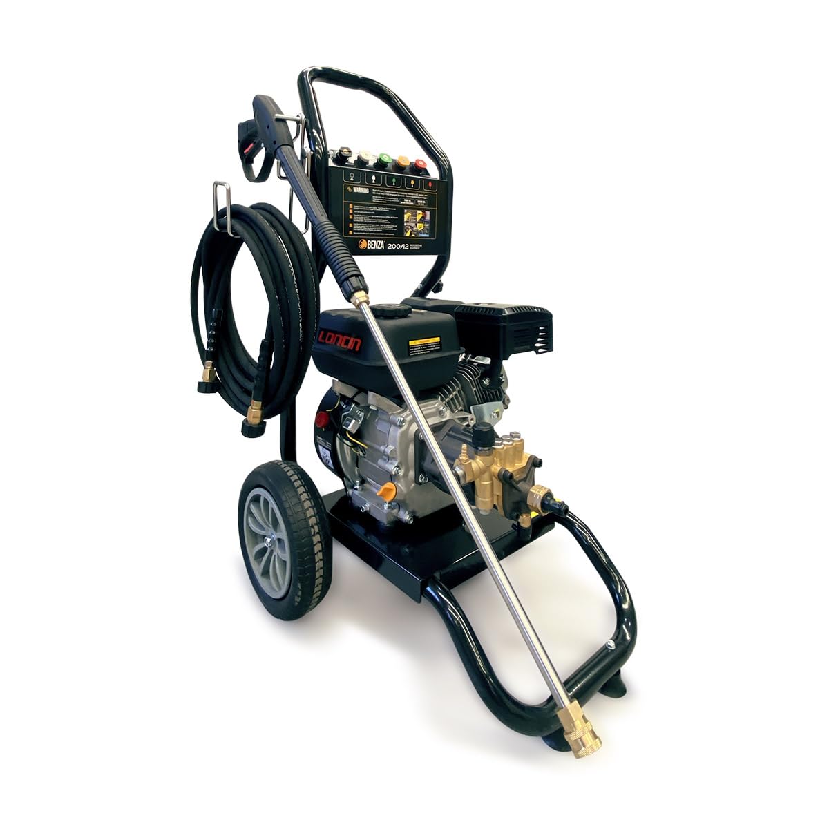 Hidrolimpiadora Profesional Benza 200/12 a Gasolina – 193 Bares, 6,5 HP, 196cc, 11,3 l/min, Motor Loncin G200, Bomba de Alta Presión con Pistones INOX, Ideal para Construcción e Industria