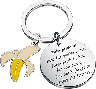 FUSTMW Banana Keychain Banana Lover Gifts Funny Banana Charm Gifts Banana Themed Gifts Inspirational Gifts (silver)