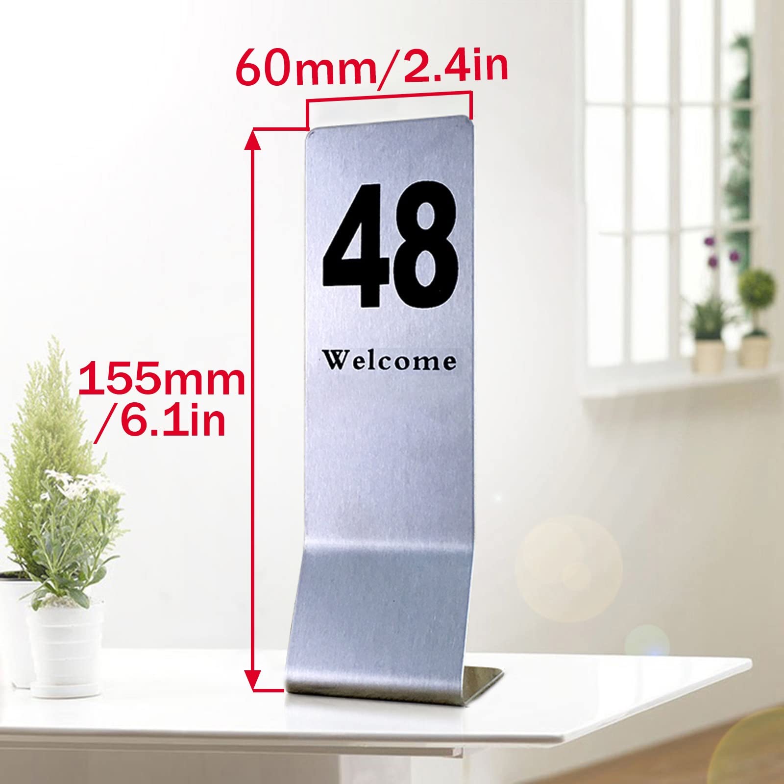 Números de mesa de acero inoxidable, El plato de mesa, la tarjeta restaurante digital, el número pie se puede utilizar ampliamente en restaurantes, bares, fiestas y bodas(1 to 50)