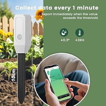 Smart Soil Moisture Sensor Zigbee Soil Moisture & Temperature Sensor Plant Moisture Meter, Vioce Contral, Accurate Measure, Compatible for Alexa/Google Home, Tuya Zigbee3.0 Connection