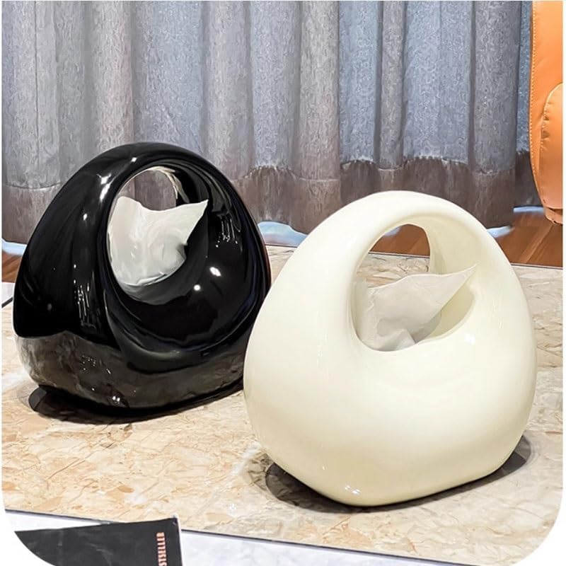 Ceramic Tissue Box Home Use Living Room Luxurious High End Handbag Desk Decorative Item(D)