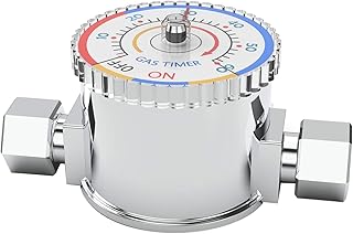 Gas Safety Timer Automatic Shut Off Valve Non-Electric for BBQ Grill & Kitchen Fireplace Natural Gas Propane Stop Device 1/2'' NPT Indoor Outdoor