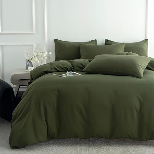 Miniatura 5 de Juego de funda de edredón color naranja quemado, tamaño King, 100% algodón lavado con textura similar al lino, juego de ropa de cama de 3 piezas,