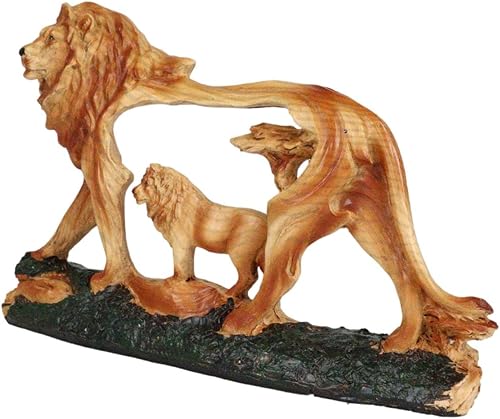 Miniatura 4 de Ebros Gift Figura de madera sintética tallada en madera africana, orgullo de sabana, rey león, 7 pulgadas de largo, rústico, coleccionable, prados