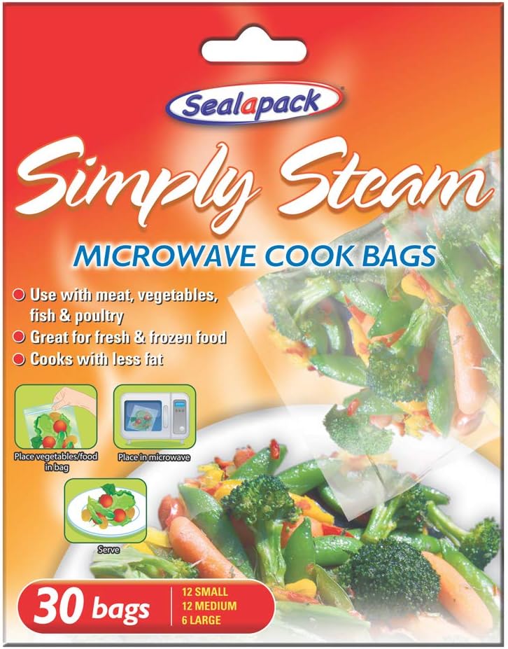 Sealapack 30X Microwave cook simply steam bags vegetables, meat, fish, poultry