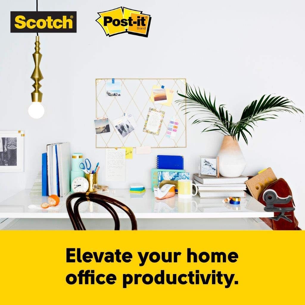 Work From Home Essentials Kit, Includes Clip & Twist Tape Dispenser, Precision Scissors, and Post-it