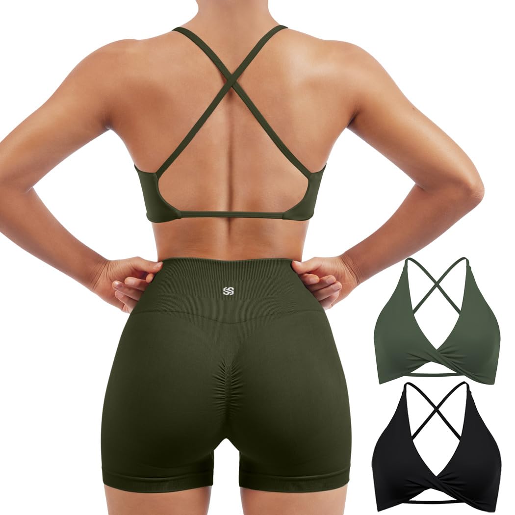 Photo 1 of SUUKSESS Women's 2-Pack Strappy Sports Bras