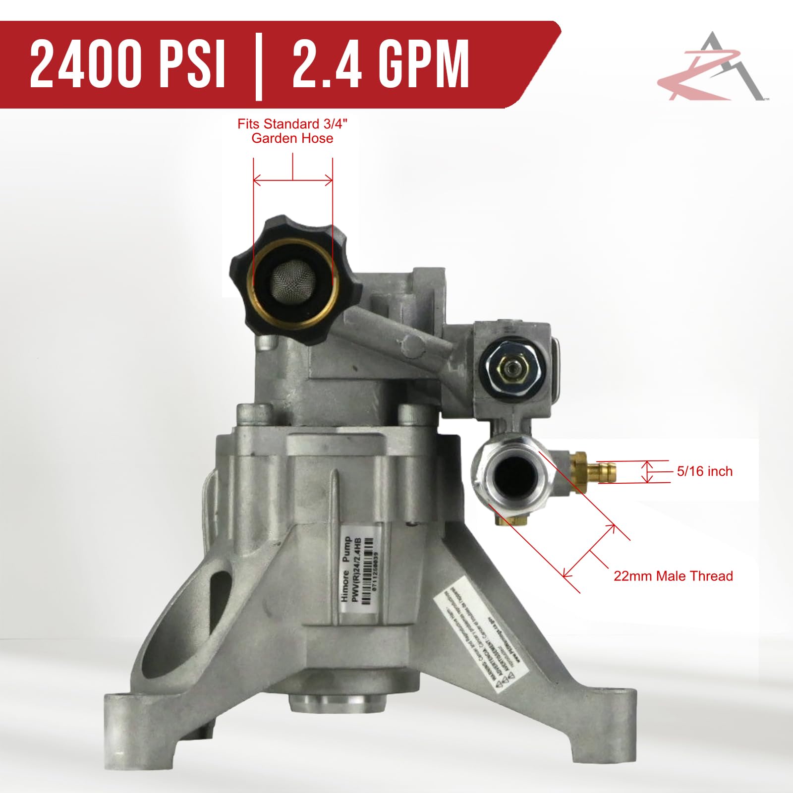 The ROP Shop Albero verticale 2400 PSI 2,4 GPM 7/8" | Pompa per idropulitrice PWV(R) 24/2.4HB. Ricambio per AR RMW 2.2G24 EZ SX; compatibile con Troy-Bilt 020245, 020245-0, 020245-1 e altro