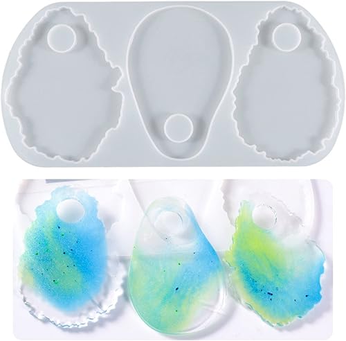 Miniatura 4 de Crystal Epoxy Resin Abrasive Irregular Lace Big Tag Pendant Silicone Mold Liquid Palette Palette Silicone