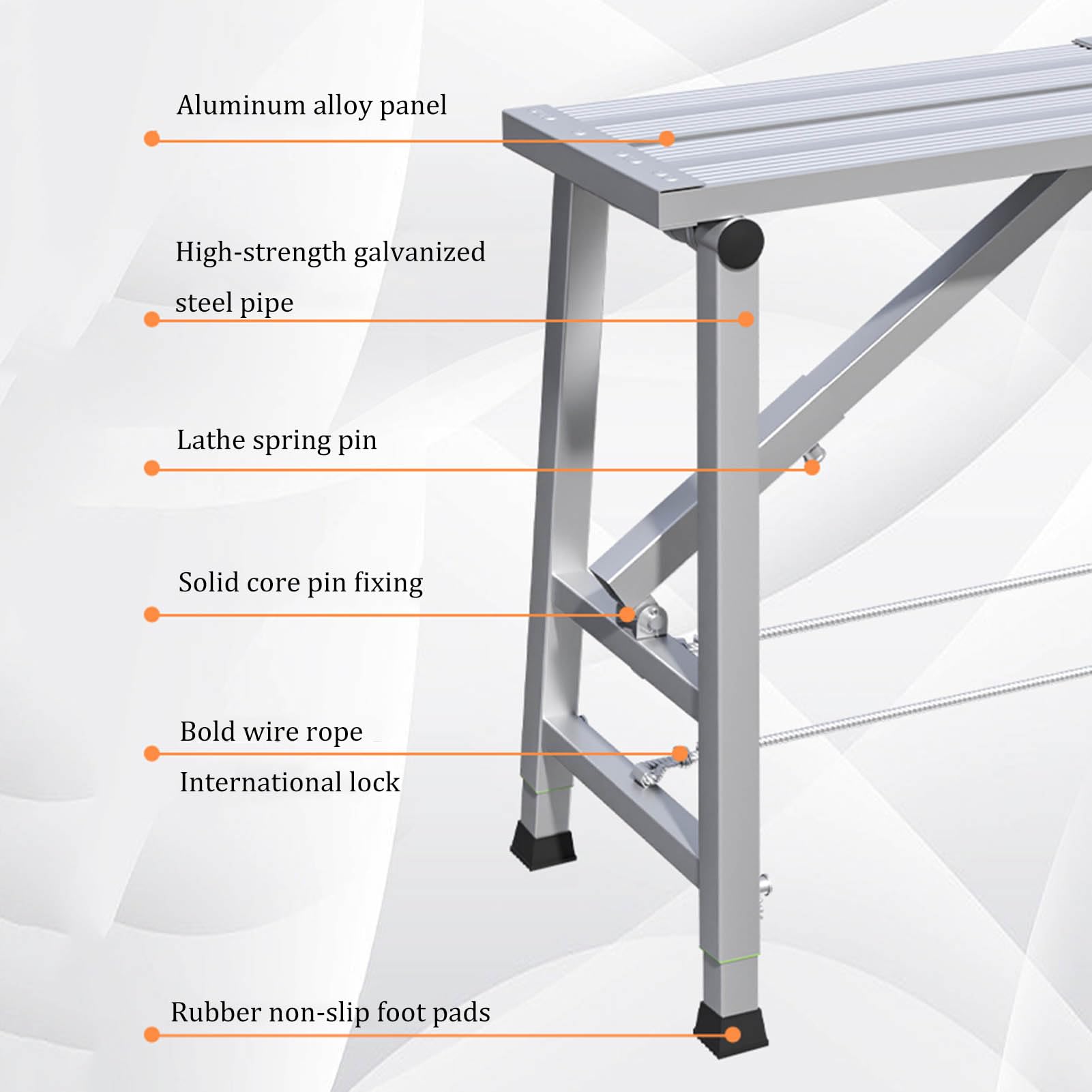 Piattaforma di lavoro pieghevole in alluminio regolabile scaletta portatile ponteggi torre con design antiscivolo per pulizia e decorazione domestica altezza regolabile