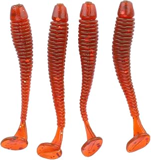 50PCS Fishing Lures Kit, 2in Plastic Fishing Soft Lures T Tail Grub Baits Fishing Swimbaits Fishing Fish Tackle Accessories (Red)